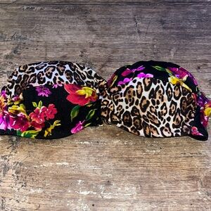 Victoria's Secret Leopard & Floral Bandeau Bikini Top - Black, Pink, Yellow